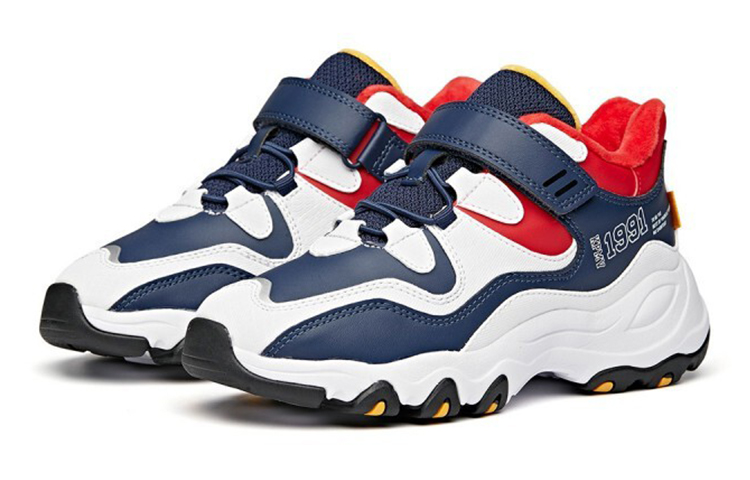 Lookbook (JR) Anta Scarpe Basse Velcro Corsa ''Blu Rosso Bianco Foderate in Pelliccia'' 31946915-1