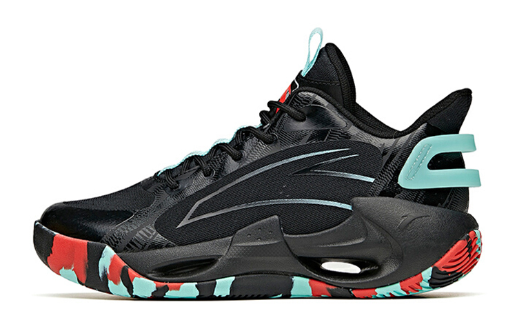 (Youth) Anta Mid-Top Basketball Sneakers 'Black Green' 312121110-2