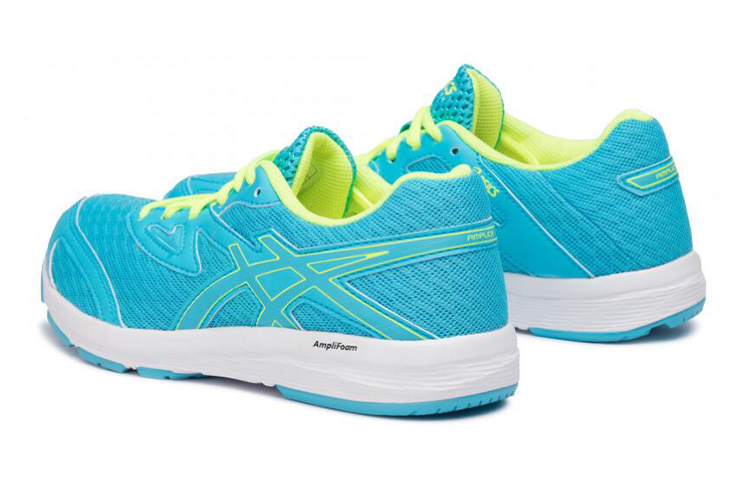 Shop 大童 Asics Amplica GS 耐磨 低筒 兒童跑步鞋 藍黃