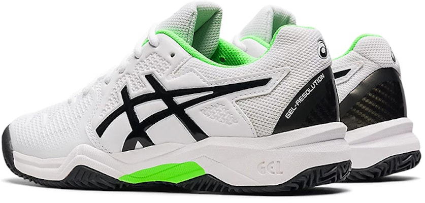 大童 Asics Gel-Resolution 8 Clay 跑步鞋 白綠色 Shop 大童 Asics Gel-Resolution 8 Clay 跑步鞋 白綠色