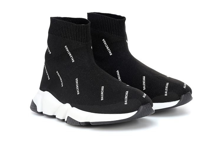 Lookbook (JR) Balenciaga Speed 1.0 Sneakers ''Weißes Logo Monogramm Schwarz Strick'' 597425W2DBF1015