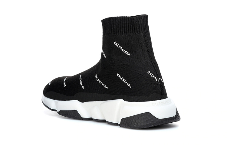 Shop (JR) Balenciaga Speed 1.0 Sneakers ''Weißes Logo Monogramm Schwarz Strick'' 597425W2DBF1015