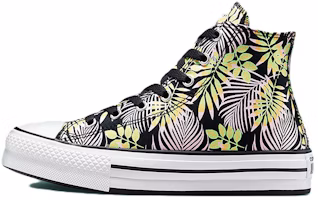(Youth) Converse Chuck Taylor All Star EVA Lift High 'Black White Green Leaf Print' A01201C (Youth) Converse Chuck Taylor All Star EVA Lift High 'Black White Green Leaf Print' A01201C