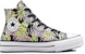 (JR) Converse Chuck Taylor All Star EVA Lift Tinggi 'Hitam Putih Cetakan Daun Hijau' A01201C
