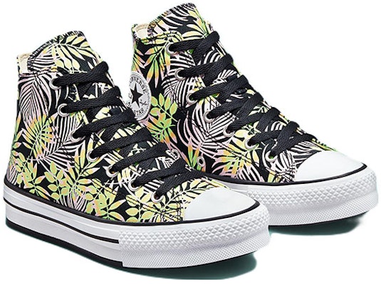 (Youth) Converse Chuck Taylor All Star EVA Lift High 'Black White Green Leaf Print' A01201C Lookbook (Youth) Converse Chuck Taylor All Star EVA Lift High 'Black White Green Leaf Print' A01201C
