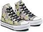 Lookbook (JR) Converse Chuck Taylor All Star EVA Lift Tinggi 'Hitam Putih Cetakan Daun Hijau' A01201C