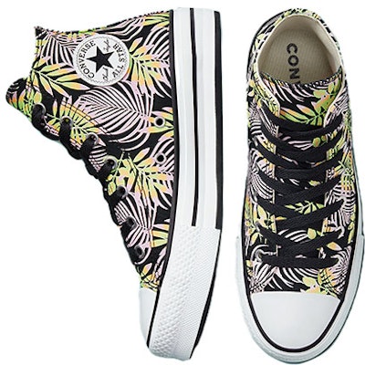 (Youth) Converse Chuck Taylor All Star EVA Lift High 'Black White Green Leaf Print' A01201C Shop (Youth) Converse Chuck Taylor All Star EVA Lift High 'Black White Green Leaf Print' A01201C