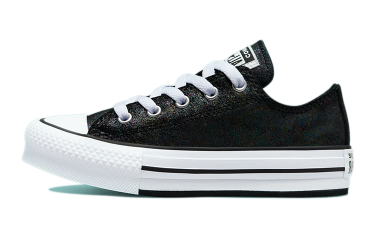 (Youth) Converse Chuck Taylor All Star Lift Platform Iridescent Leather 'Black White' 671518C