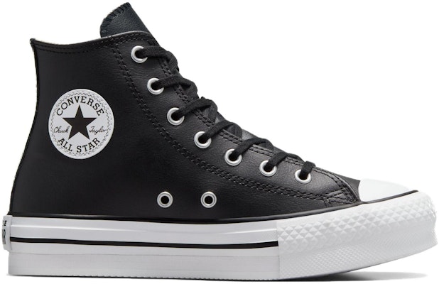 (Youth) Converse Chuck Taylor All Star Lift Platform Leather High 'Black Natural Ivory' A01015C Order (Youth) Converse Chuck Taylor All Star Lift Platform Leather High 'Black Natural Ivory' A01015C