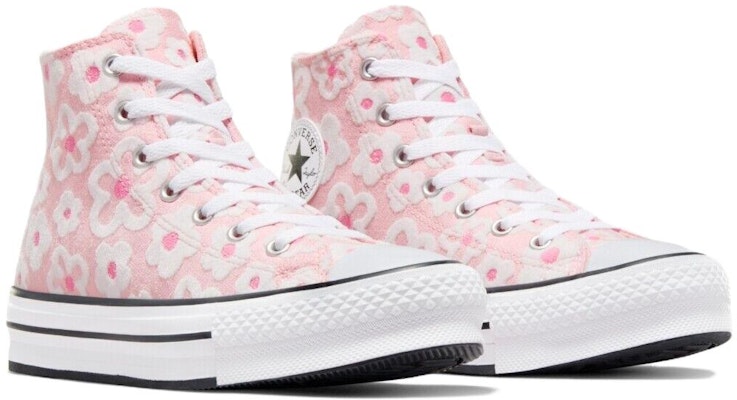 Converse 花朵刺繡 防滑耐磨 高筒 帆布鞋 女款 粉紅色 Lookbook Converse 花朵刺繡 防滑耐磨 高筒 帆布鞋 女款 粉紅色