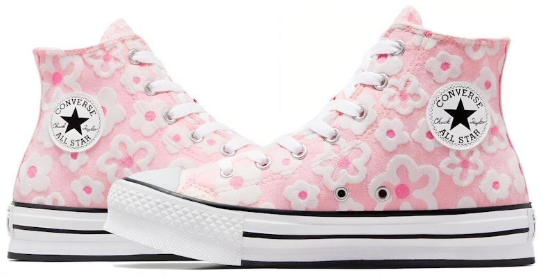 Converse 花朵刺繡 防滑耐磨 高筒 帆布鞋 女款 粉紅色 Shop Converse 花朵刺繡 防滑耐磨 高筒 帆布鞋 女款 粉紅色
