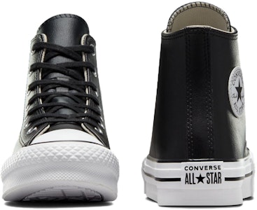 (JR) 匡威Chuck Taylor All Star增高厚底皮革高帮"黑色天然象牙" A01015C Shop (JR) 匡威Chuck Taylor All Star增高厚底皮革高帮"黑色天然象牙" A01015C
