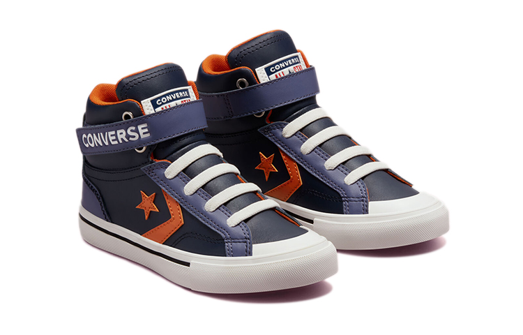 Lookbook 大童 Converse Pro Blaze Starp 魔術貼休閒 防滑耐磨 高筒 兒童板鞋 藍黑