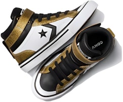 中童 Converse Pro Blaze Strap 舒適百搭 防滑透氣耐磨 高筒 兒童籃球鞋 黑金白 Shop 中童 Converse Pro Blaze Strap 舒適百搭 防滑透氣耐磨 高筒 兒童籃球鞋 黑金白