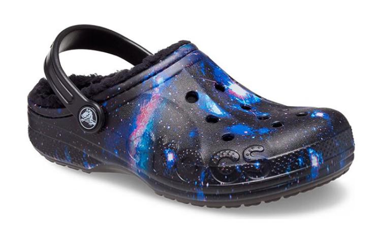 Lookbook (JR) Crocs Baya 内衬毛绒星系拖鞋 '黑色多彩' 207654-0C4