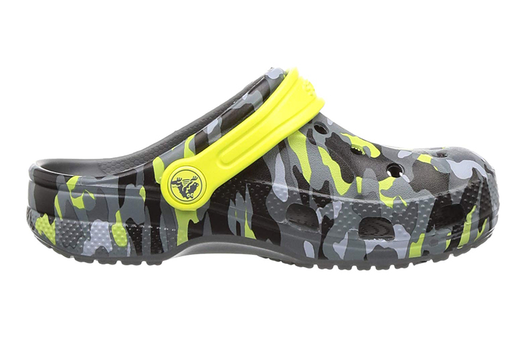 Order (JR) Crocs Baya Grafis Musiman Clogs 'Abu-Abu Hitam Kuning' 205484-0DA