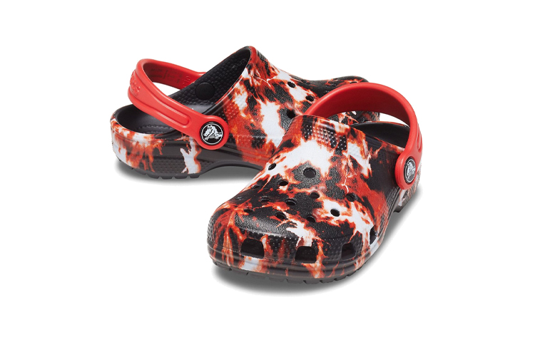 Shop (JR) Crocs Classic Bleach Dye Clogs 'Merah Putih Hitam' 207404-063