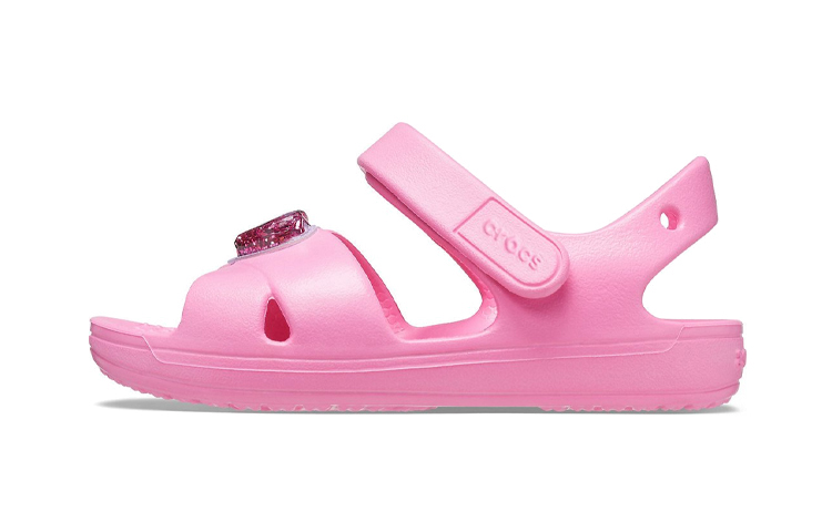 (Youth) Crocs Classic Cross-Strap Charm Sandals 'Pink' 206947-669