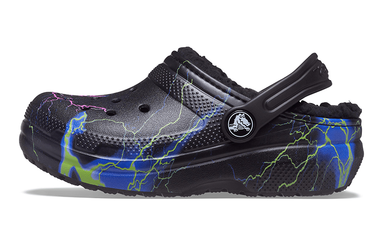 (Youth) Crocs Classic Fuzz-Lined Clog 'Black Lightning' 207322-0C4