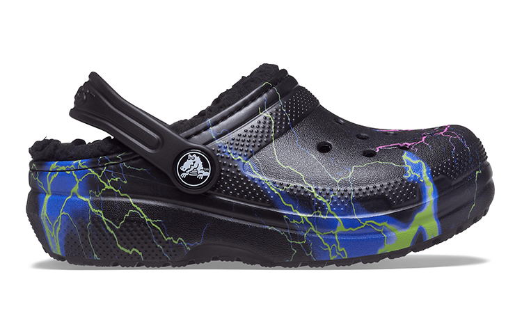 Order (Youth) Crocs Classic Fuzz-Lined Clog 'Black Lightning' 207322-0C4