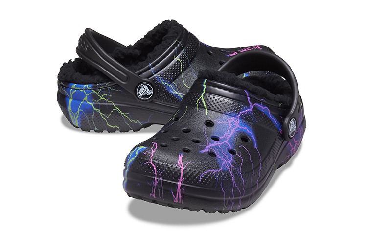 Shop (Youth) Crocs Classic Fuzz-Lined Clog 'Black Lightning' 207322-0C4