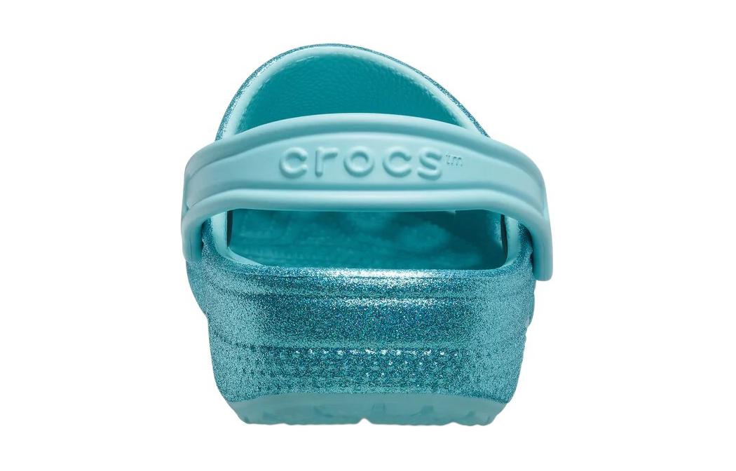 Shop 兒童 Crocs卡羅琪 Classic Glitter Clogs 圓頭套腳 兒童涼鞋 藍色