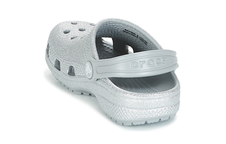 Details for (Youth) Crocs Classic Glitter Clogs 'Silver' 205441-040
