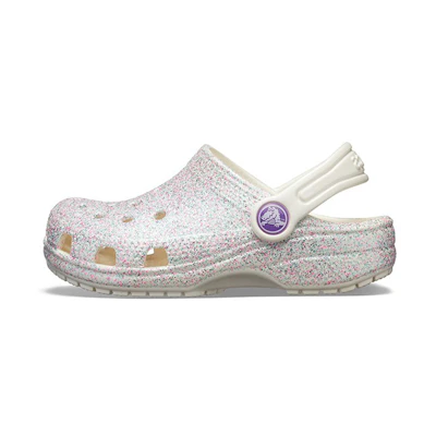 (Youth) Crocs Classic Glitter Clogs 'Silver White'