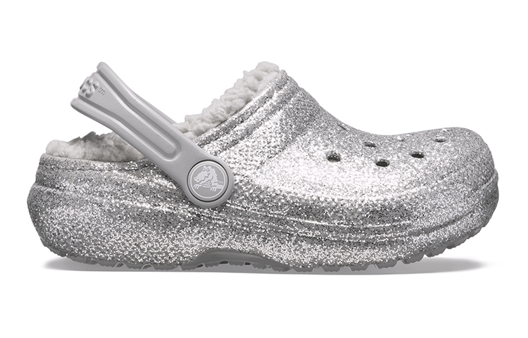 Order (Youth) Crocs Classic Glitter Lined Clogs 'Silver Grey' 205937-00N