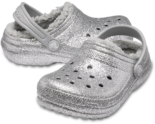 (Youth) Crocs Classic Glitter Lined Clogs 'Silver Grey' 205937-00N Shop (Youth) Crocs Classic Glitter Lined Clogs 'Silver Grey' 205937-00N
