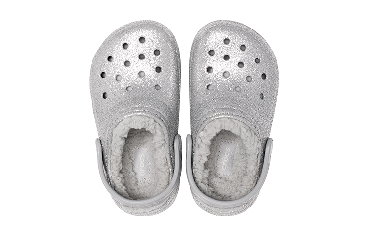 Purchase (Youth) Crocs Classic Glitter Lined Clogs 'Silver Grey' 205937-00N