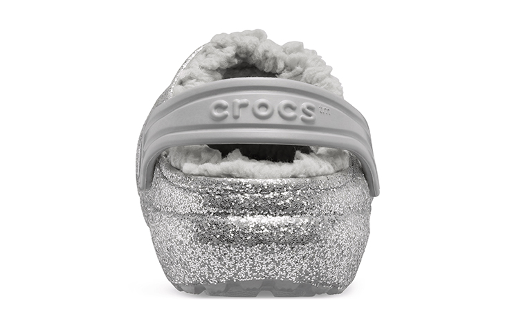 Details for (Youth) Crocs Classic Glitter Lined Clogs 'Silver Grey' 205937-00N
