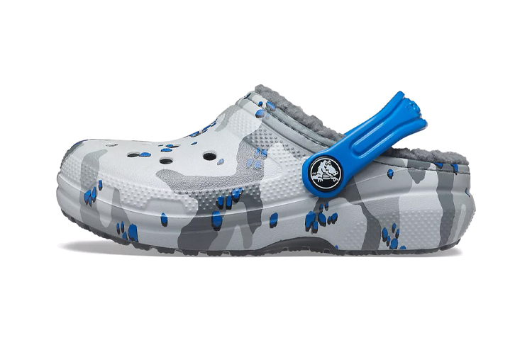 (Youth) Crocs Classic Lined Camo Clogs 'Grey White Blue' 207323-0EF