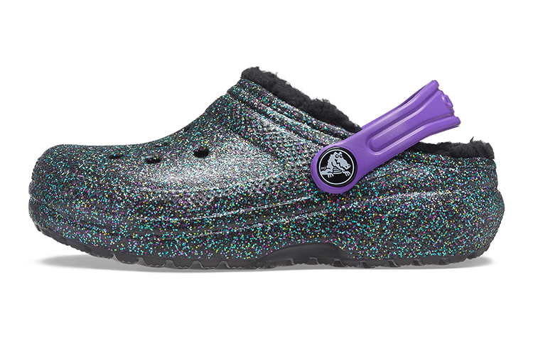 (Youth) Crocs Classic Lined Clogs 'Black Purple Sparkles' 205937-9BD
