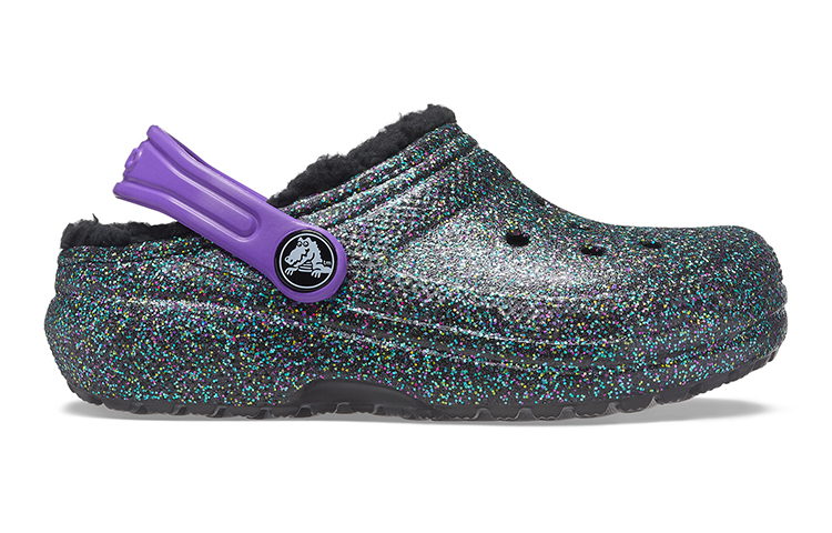Order (Youth) Crocs Classic Lined Clogs 'Black Purple Sparkles' 205937-9BD