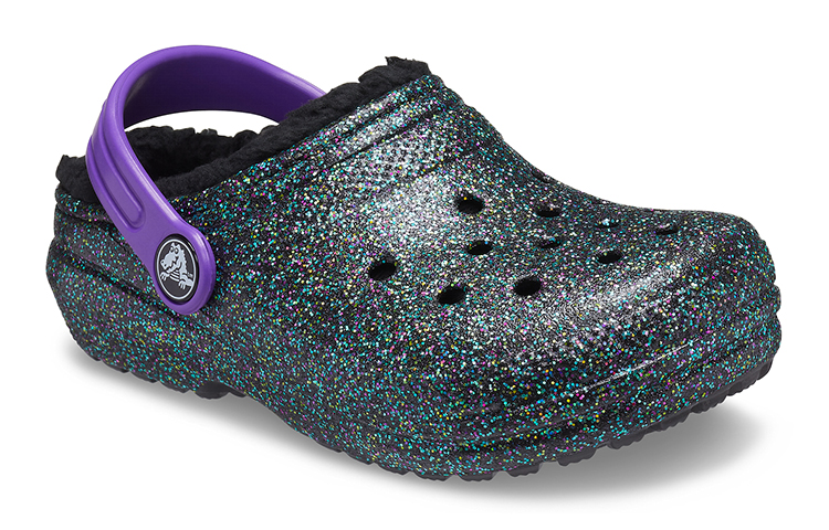 Lookbook (Youth) Crocs Classic Lined Clogs 'Black Purple Sparkles' 205937-9BD