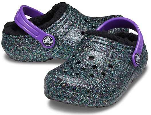 (Youth) Crocs Classic Lined Clogs 'Black Purple Sparkles' 205937-9BD Shop (Youth) Crocs Classic Lined Clogs 'Black Purple Sparkles' 205937-9BD