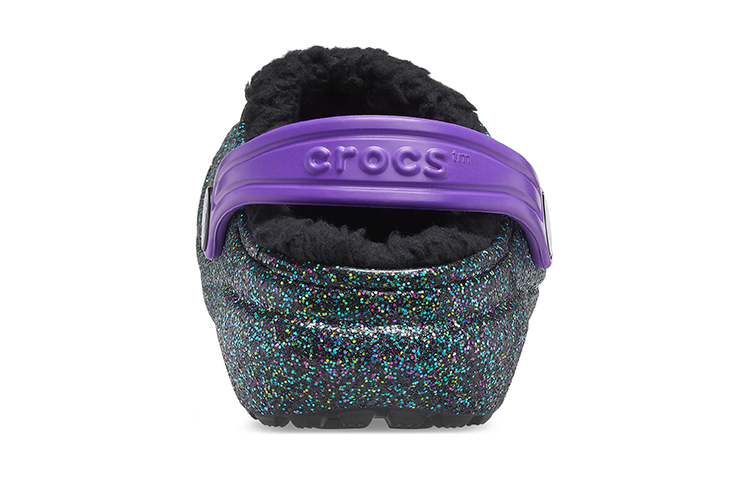 Details for (Youth) Crocs Classic Lined Clogs 'Black Purple Sparkles' 205937-9BD