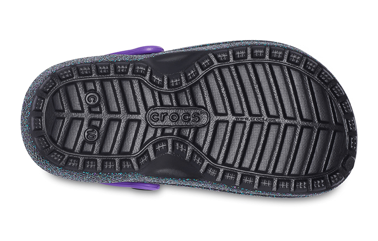 Sizing (Youth) Crocs Classic Lined Clogs 'Black Purple Sparkles' 205937-9BD