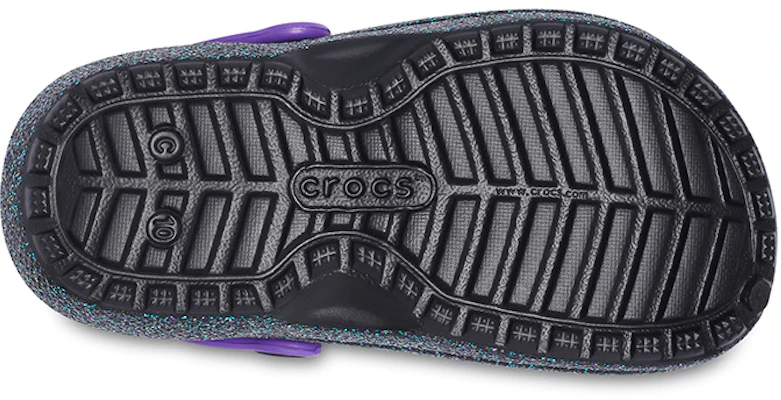 (Youth) Crocs Classic Lined Clogs 'Black Purple Sparkles' 205937-9BD Sizing (Youth) Crocs Classic Lined Clogs 'Black Purple Sparkles' 205937-9BD