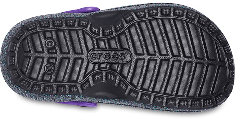 (Youth) Crocs Classic Lined Clogs 'Black Purple Sparkles' 205937-9BD Sizing (Youth) Crocs Classic Lined Clogs 'Black Purple Sparkles' 205937-9BD