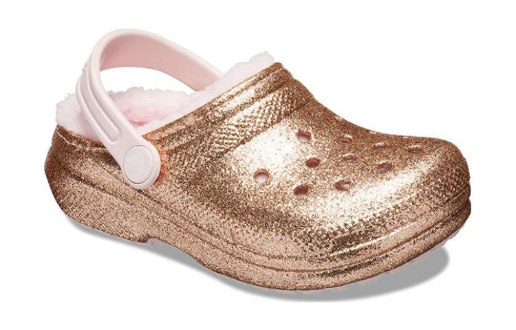 Lookbook (Youth) Crocs Classic Lined Glitter Clogs 'Gold Pink' 207462-2UB