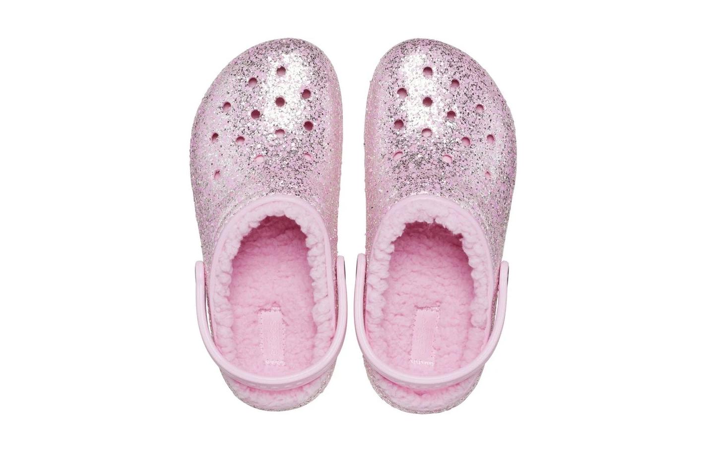 Shop (JR) Crocs 经典毛绒内里亮片洞洞鞋‘粉色’ 207462-6S0