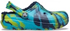 Order (JR) Crocs Klasik Berbulu Bercorak 'Blue Tie Dye' 207238-4HQ