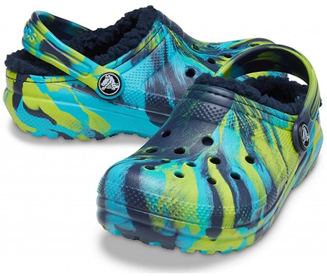 大童 Crocs 卡駱馳 Classic Lined Marbled 舒適保暖 加棉洞洞運動涼鞋 藍 Shop 大童 Crocs 卡駱馳 Classic Lined Marbled 舒適保暖 加棉洞洞運動涼鞋 藍