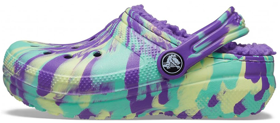 (Youth) Crocs Classic Lined Marbled Clogs 'Neon Purple Multi' 207238-573 Buy (Youth) Crocs Classic Lined Marbled Clogs 'Neon Purple Multi' 207238-573