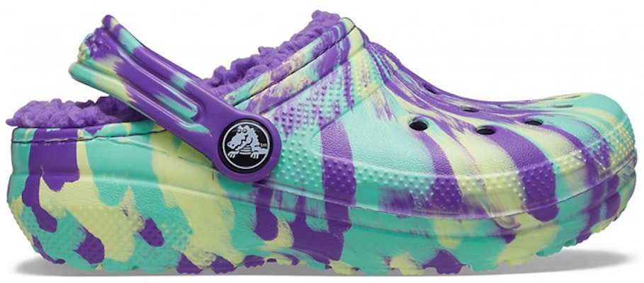 (JR) Crocs 经典毛绒内衬大理石拖鞋 '霓虹紫色多彩' 207238-573 Order (JR) Crocs 经典毛绒内衬大理石拖鞋 '霓虹紫色多彩' 207238-573