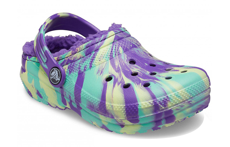 Lookbook (Youth) Crocs Classic Lined Marbled Clogs 'Neon Purple Multi' 207238-573