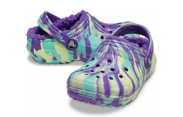 Shop (Youth) Crocs Classic Lined Marbled Clogs 'Neon Purple Multi' 207238-573