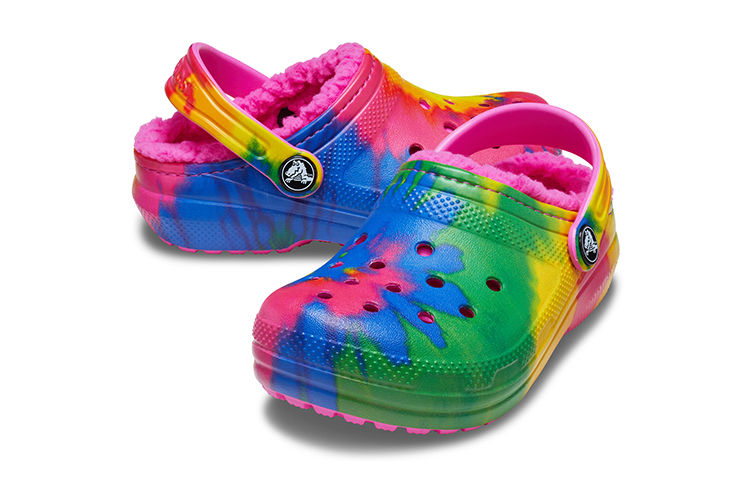 Shop (JR) Crocs经典毛绒蓝粉色扎染图案洞洞鞋 206683-6RW